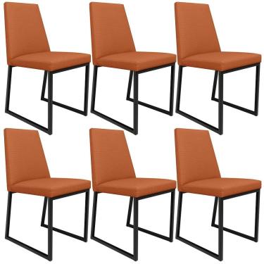 Imagem de Kit 06 Cadeiras Decorativas Estofada Para Sala De Jantar Dafne L02 Tecido Terracota - Lyam Decor
