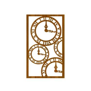 Imagem de Quadro Decorativo Carvalho Mdf Relógio Londres 40X20Cm