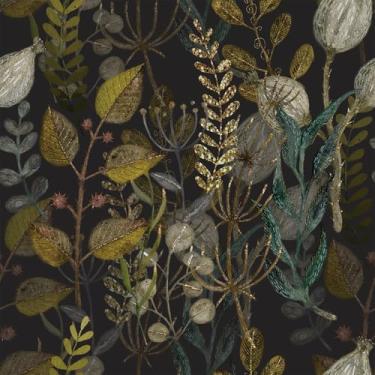 Imagem de Livelynine Papel de parede floral verde e dourado vintage botânico mural de papel de parede para quarto inquilino amigável ervas botânicas escuras papel de contato para armários de cozinha forro de