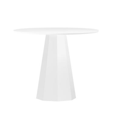 Imagem de Mesa Redonda 4 lugares Com Vidro de 100cm  Sem Cadeiras Chelle Off White - ÉdeCasaMóveis