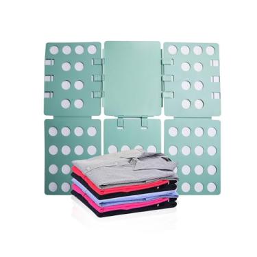 Imagem de GYE Camiseta dobrável, pasta de roupas, organizador de roupas, ferramenta durável, plástico, tábua dobrável fácil e rápida para crianças e adultos dobrarem roupas (verde)