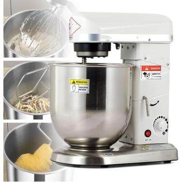 Imagem de Batedeira Elétrica, Batedeira Comercial De 10l Com Batedeira De Cozinha De Pulso, Batedeira De Bolo De Cabeça Inclinada De 3 Velocidades Com Tigela De Aço Inoxidável, Gancho De, White