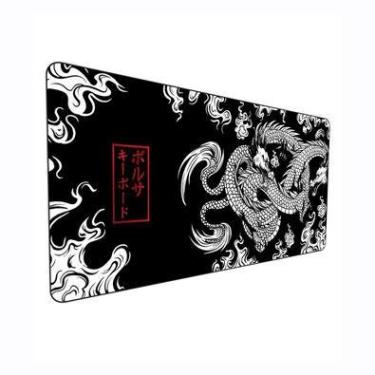 Imagem de Mouse Pad Gamer Speed Bigarte Dragão Chinês Japonês, Extra Grande, Desk Pad Profissional Premium, Com Borda Costurada 90x40