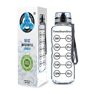 Imagem de Garrafa de água esportiva de 50oz – Melhor para hidratação de alta capacidade – plástico Tritan transparente, livre de BPA, tampa flip – tampa à prova de vazamento – garrafa de água esportiva mais forte reutilizável de 127 ml