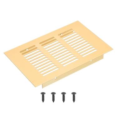 Imagem de PATIKIL Grade de ventilação retangular de 15 x 10 cm, tampa de ventilação de alumínio com parafusos de montagem para armário armário porta guarda-roupa, dourado