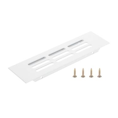 Imagem de PATIKIL Tampa de saída de ar da porta, 15 x 4 cm (dimensões externas), grade de ventilação com venezianas de alumínio, ventilação retangular com parafusos de montagem para armário de sapatos, branca