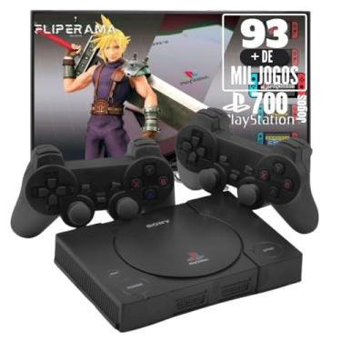 Imagem de Console Retrô PSX com 93 mil jogos + 2 Controles diversos Games e Jogos + 700 Jogos PS1 (Black, Controles com fio)