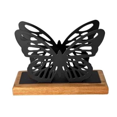 Imagem de Ioensy Porta-guardanapos borboleta para mesa, dispensador de lenços de papel, elegante porta-guardanapos para mesa de jantar, hotel, casa, bar, casamento, Preto