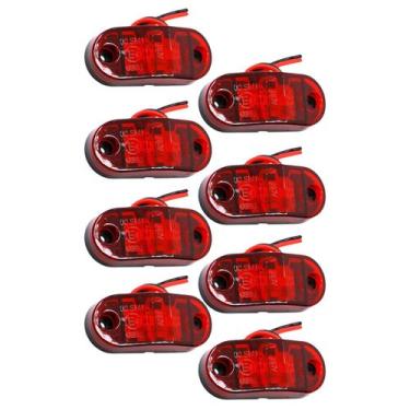 Imagem de 8 Lanterna Delimitadora Vermelha Led 12v 24v Caminhão Baú - STORE AUTO