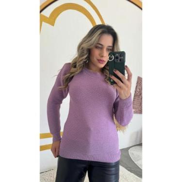 Imagem de Blusa Suéter Over Size De Inverno Manga Longa Básica Inverno Feminina 