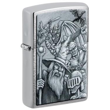 Imagem de Zippo Isqueiro de bolso cromado escovado com design Mystical Beings