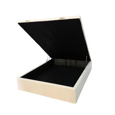 Imagem de Base de Cama Box Com Baú Viuva ou Casal em Suede (Bege, Casal)