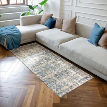 Imagem de 1 Tapete Passadeira Sala Sofá Antiderrapante 66x120 Js Bah Vr (M09 CREME AZUL - CLASSIC BAH)