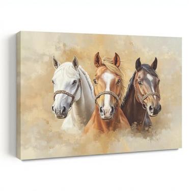 Imagem de Arte de parede em tela emoldurada de cavalo de fazenda, rústico country ocidental cavalo do sudoeste emoldurado impressões de arte imagens para quarto sala de estar casa varanda decoração porta da