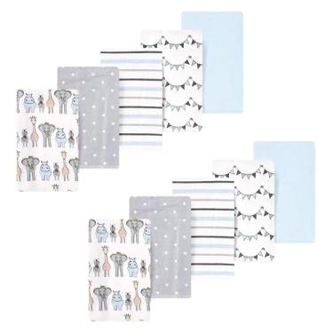 Imagem de Luvable Friends Hudson Baby Flanela Burp Panos, pacote com 10, Royal Safari Wildlife, 12.5x15 inches