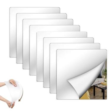Imagem de Azulejos de espelho de acrílico, espelhos quadrados de acrílico autoadesivos para crianças, folhas de espelho flexíveis, adesivos de parede não de vidro, pequenos espelhos cortáveis para decoração de