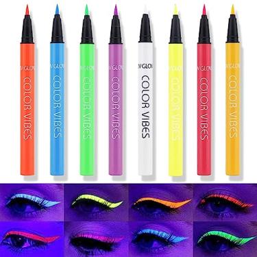 Imagem de Delineador Líquido Colorido | 8 Delineador Líquido Neon Luz UV Colorida,maquiagem para os olhos secagem rápida à prova d'água longa duração com ponta alta precisão para Hersil