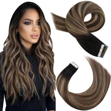 Imagem de Fita adesiva em extensões de cabelo Moresoo Ombre Human Hair 18" 1B /4