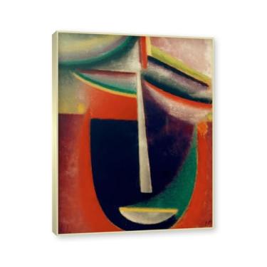 Imagem de NHLDZYH Moldura champanhe. Alexej von Jawlensky, impressão clássica, (cabeça abstrata Mysterium), decoração de parede para cozinha, quarto. 40x50cm