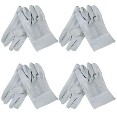 Imagem de Kit 10 Pares Luva de Raspa em Couro Punho 7 Proteção Individual EPI Segurança do Trabalho Soldador Construção Civil Indústria