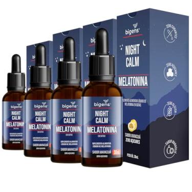 Imagem de Night Calm Melatonina em gotas sublingual, sabor maracujá, Biogens, Kit 4x 30 mL