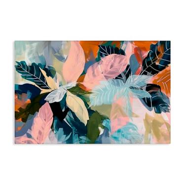 Imagem de Stupell Industries Design de arte de parede em tela de folhas tropicais brilhantes de Elara Yasna, 61 x 91 cm