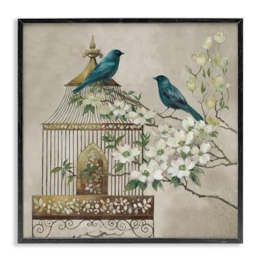 Imagem de Stupell Industries Neutro Birdcage Menagerie Design de arte giclée emoldurado preto por Elaine Vollherbst, 12 x 12