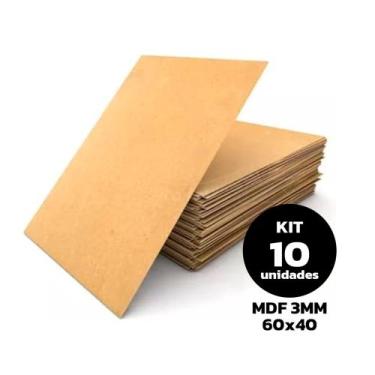 Imagem de Kit 10 Placas Chapa Mdf Cru 3mm 60X40 Quadros Artesanato fotos entre o