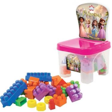 Imagem de Cadeirinha Com Blocos De Montar Infantil Brinquedo De Encaixar 28 Peça