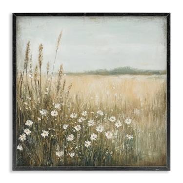 Imagem de Stupell Industries Daisy Dream Landscape Design de arte giclée emoldurado preto por Petal Prints Design, 43 x 43 cm