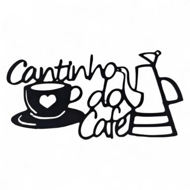 Imagem de Placa Decorativa Cantinho do Café Delicado Mdf Preto 22 cm