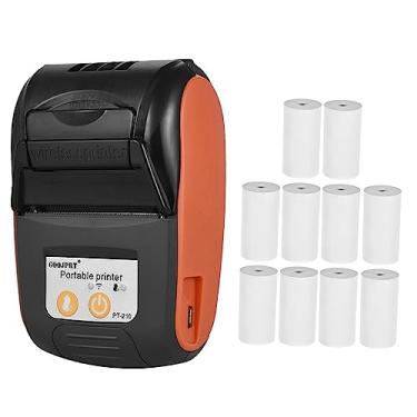 Imagem de Sunydog Impressora térmica de recibos, impressora térmica portátil PT-210 de 58 mm para lojas de varejo, restaurantes, fábricas, logística, 10 rolos de papel