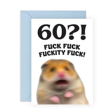 Imagem de CENTRAL 23 Cartão Rude 60th Birthday - '60?! Fck Fck Fckity Fck' Shocked Hamster - For Friend Dad Uncle - Celebração de Marco Humorístico dos anos 60 anos - Vem com adesivos