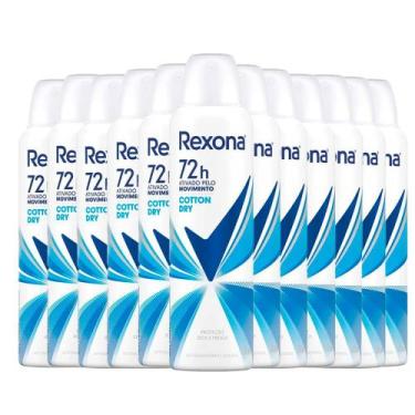 Imagem de Kit Desodorante Aerosol Rexona Cotton Dry Azul 150ml - 12 Unidades