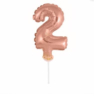 Imagem de Topo De Bolo Vela Balão Auto Inflável Rose Gold - PartiuFesta, 2