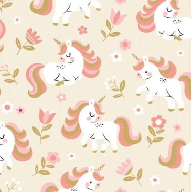 Imagem de Papel de Parede Unicórnio Floral 57x270cm - Quartinhos