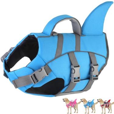 Imagem de Dogcheer Colete salva-vidas estilo peitoral para cães, colete salva-vidas refletivo para natação, passeios de barco, colete de natação ajustável para filhotes, dispositivo flutuante para cães pequenos