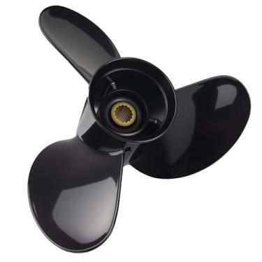 Imagem de MARKGOO 58100-90J21-019 Hélice 14X21 Pitch para Suzuki 4 Stroke Outboard 70 80 90 100 115 140 HP DF70 DF80 DF90 DF100 DF115 DF140 Peças de motor de barco 3 lâminas de alumínio RH 15 Dente estriado