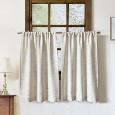 Imagem de Cortinas de cozinha Oindec Faux Linen, 36 cm de comprimento, conjunto 