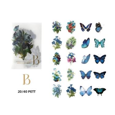 Imagem de Adesivos Autoadesivos De Borboleta E Flor 40 Peças Para Scrapbook, Diá