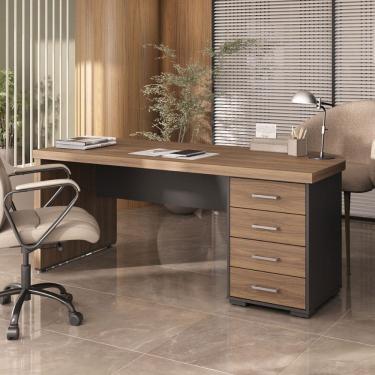 Imagem de Mesa para Escritório Tamburato 4 Gavetas Nogal/Preto 6126 - Artany Móveis