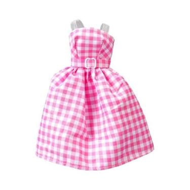 Imagem de Roupas Para Bonecas De 30cm Para Meninas Vestido Xadrez Top Com Lantej