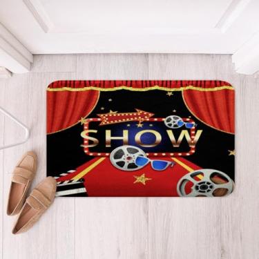 Imagem de Tapetes de banho com design de pôster de cinema para banheiro Happy Movie Time Tapetes de banheiro para crianças Cinema Cinema Tapetes Btah para banheira Decoração ultra macia Decoração de casa Acessórios de banheiro 16" x 24"