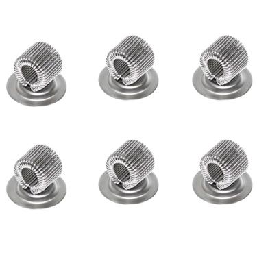 Imagem de LMHEYL 6 suportes autoadesivos para canetas, organizador de lápis com bobinas de mola ajustáveis, adequado para quadros brancos, geladeiras, calendários (prata)