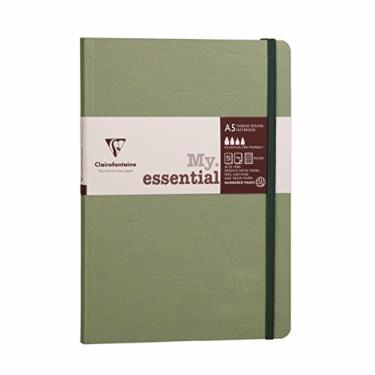 Imagem de Clairefontaine Coleção 793463C Age Bag One Stitched Elasticated Notebook My.Essential Green - A5 14,8 x 21 cm - 192 páginas numeradas forradas - Papel marfim 90 g - Capa dura de flor de couro