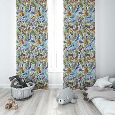 Imagem de Cortina Tecido Oxford Quarto Infantil Heróis Balões Quadrinhos - 220x1