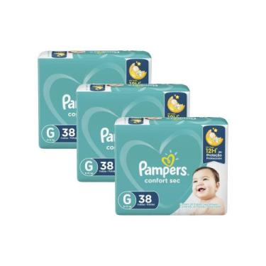 Imagem de Kit 3 Fralda Pampers Confort Sec Tamanho G 38 Unidades