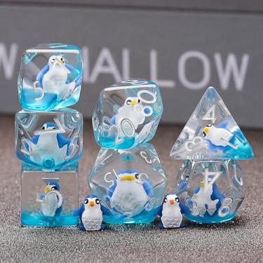 Imagem de Polyhedral D&D Dice Penguin Dice,Resin Penguin DND Dice Set for Dungeons and Dragons MTG RPG Board Games