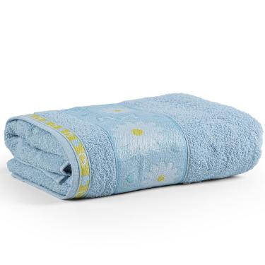 Imagem de Toalha De Banho Avulsa Minimi Infantil 100% Algodão - 1,15m X 75cm - Margarida - Azul