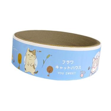 Imagem de IEUDNS Arranhador de papelão para gatos, placa para arranhar, sofá, almofada de arranhar corrugada resistente, cama para arranhar para gatos em ambientes, Azul